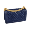 CHANEL Boy Bag Medium Caviar Leder Handtasche Marineblau Second Hand 18038 2