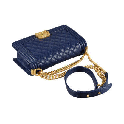 CHANEL Boy Bag Medium Caviar Leder Handtasche Marineblau Second Hand 18038 5