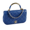 CHANEL Carry Chic Flap Bag Leder Handtasche Dunkelblau Second Hand 18048 1