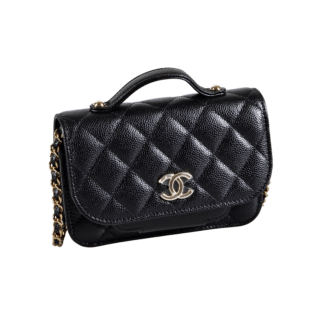 CHANEL Mini Business Affinity Leder Handtasche Schwarz Second Hand 18543 1