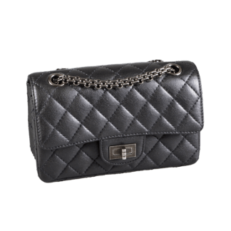 CHANEL 2.55 Reissue Mini Flap Bag Leder Handtasche Grau Second Hand 19107 1