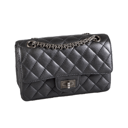 CHANEL 2.55 Reissue Mini Flap Bag Leder Handtasche Grau Second Hand 19107 1