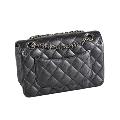 CHANEL 2.55 Reissue Mini Flap Bag Leder Handtasche Grau Second Hand 19107 2