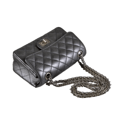 CHANEL 2.55 Reissue Mini Flap Bag Leder Handtasche Grau Second Hand 19107 5