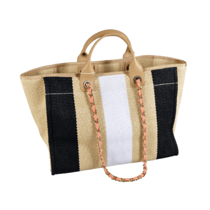 CHANEL Multicolor Striped Raffia Large Deauville Tote Handtasche Second Hand 19134 2