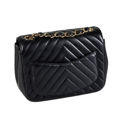 CHANEL Timeless Mini Square Chevron Flap Bag Leder Handtasche Schwarz Second Hand 2