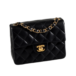 CHANEL Timeless Mini Square Flap Bag Vintage Leder Handtasche Schwarz 19208 1