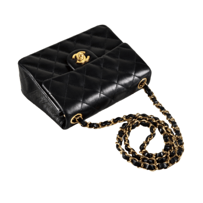 CHANEL Timeless Mini Square Flap Bag Vintage Leder Handtasche Schwarz 19208 5