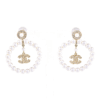 CHANEL 20B Crystal CC Pearl Hoop Earrings Second Hand 19350 1