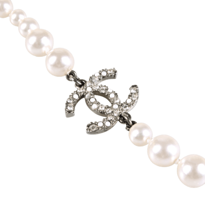 CHANEL 20B Ruthenium Pearl Necklace Perlen Halskette Second Hand 19352 2