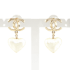 CHANEL 22C Pearl Heart Drop CC Dangle Earrings Second Hand 19349 1