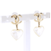 CHANEL 22C Pearl Heart Drop CC Dangle Earrings Second Hand 19349 3