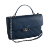 CHANEL Flap Bag Leder Handtasche Dunkelblau Second Hand 19411 1