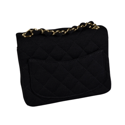 CHANEL Classic Mini Square Flap Bag Jersey Handtasche Schwarz Second Hand 19643 2