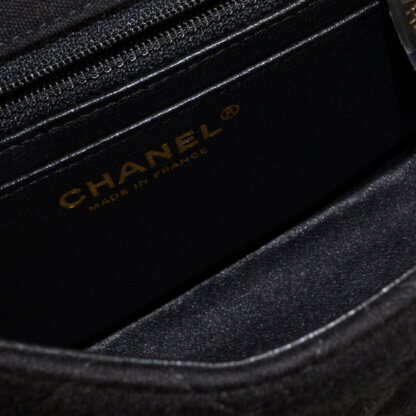 CHANEL Classic Mini Square Flap Bag Jersey Handtasche Schwarz Second Hand 19643 8