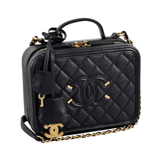 CHANEL Medium Filigree Vanity Bag Leder Handtasche Schwarz Second Hand 1