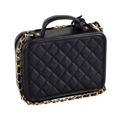 CHANEL Medium Filigree Vanity Bag Leder Handtasche Schwarz Second Hand 2