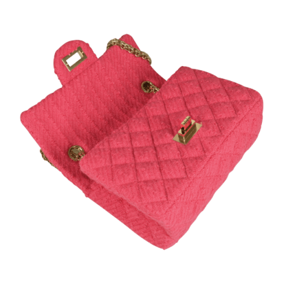 CHANEL 2.55 Mini Reissue Flap Bag Tweed Handtasche Fuchsia Second Hand 19868 35