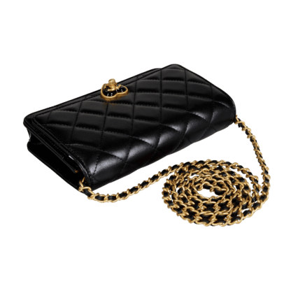 CHANEL Heart Wallet On Chain WOC Leder Handtasche Schwarz Second Hand 19844 5