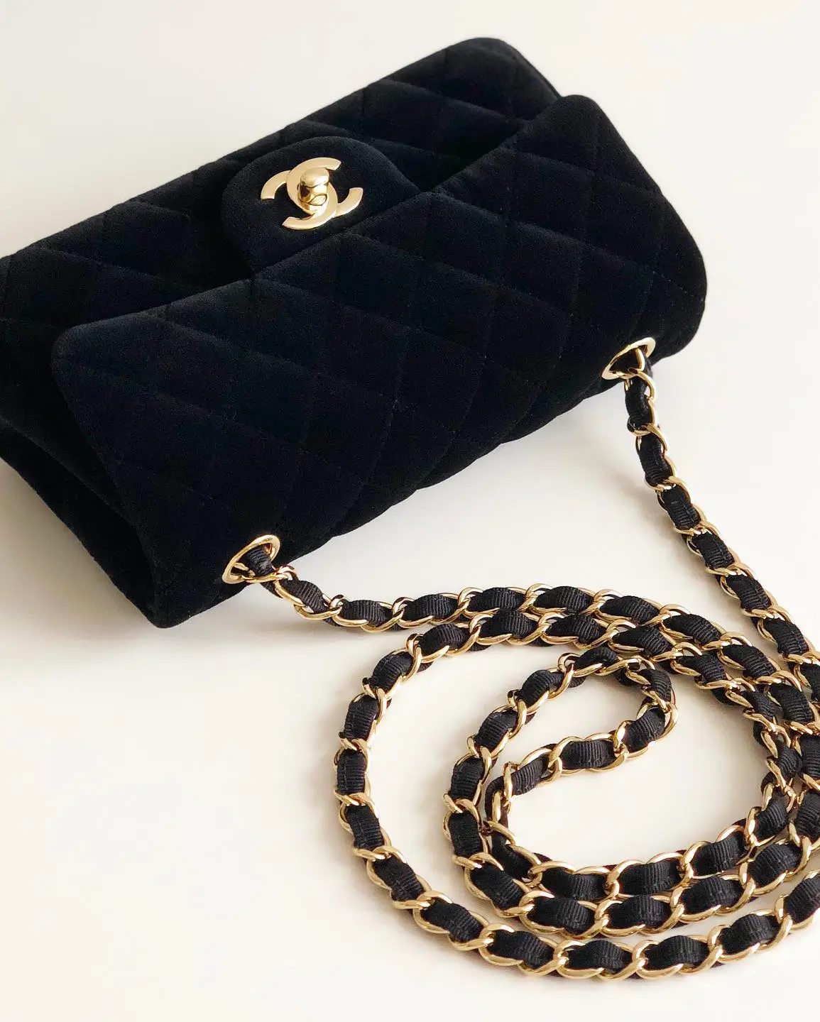 CHANEL Mini Rectangular Black Velvet Second Hand on MyLovelyBoutique