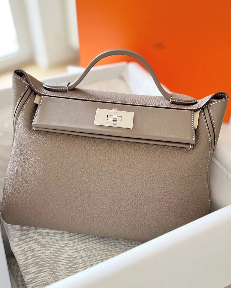 Hermès 24:24 Eptom Leather Handbag Etoupe