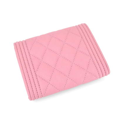 CHANEL Boy Snap Wallet Geldbörse Leder Rosa 20943 2