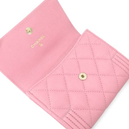 CHANEL Boy Snap Wallet Geldbörse Leder Rosa 20943 6