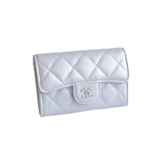 CHANEL Klassisches Kartenetui Leder Cardholder Metallic Silber Grau Second Hand 20772 11