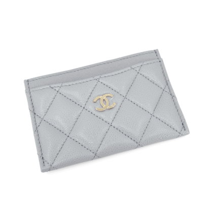 CHANEL Klassisches Kartenetui Leder Grau Card Holder Classic Second Hand 21034 1