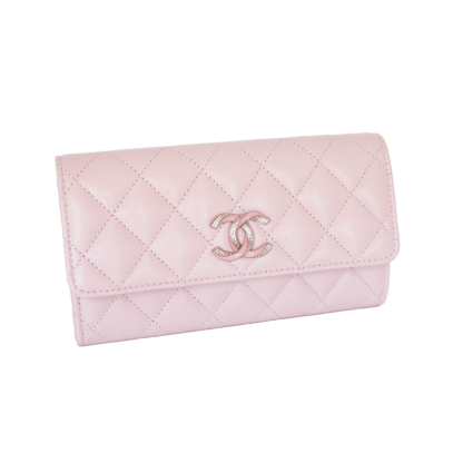 CHANEL Pattenbrieftasche Leder Portemonnaie Rosa Second Hand 20785 01