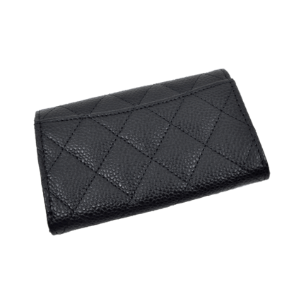 CHANEL Small Wallet Cardholder Black Schwarz Leder Second Hand 3