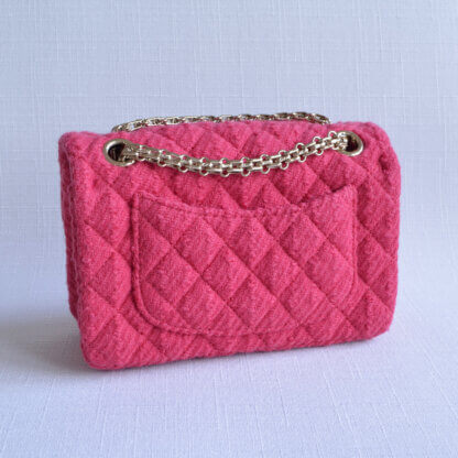 CHANEL 2.55 Mini Reissue Wool Tweed Flap Bag Fuchsia Pre-Loved 21210 2