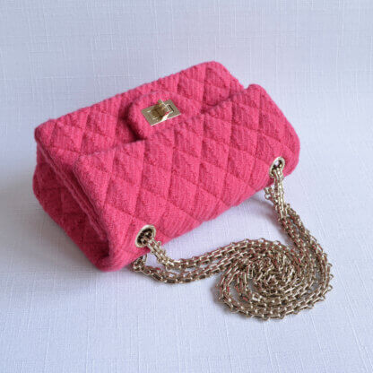 CHANEL 2.55 Mini Reissue Wool Tweed Flap Bag Fuchsia Pre-Loved 21210 5