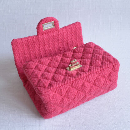 CHANEL 2.55 Mini Reissue Wool Tweed Flap Bag Fuchsia Pre-Loved 21210 6