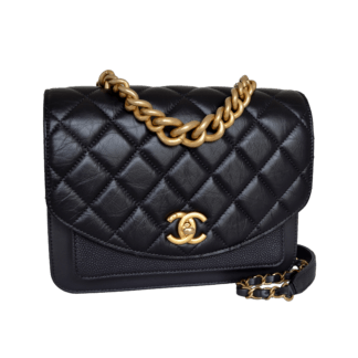 CHANEL Chain Handle Flap Bag Leder Handtasche Schwarz Second Hand 21139 1