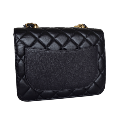 CHANEL Chain Handle Flap Bag Leder Handtasche Schwarz Second Hand 21139 2