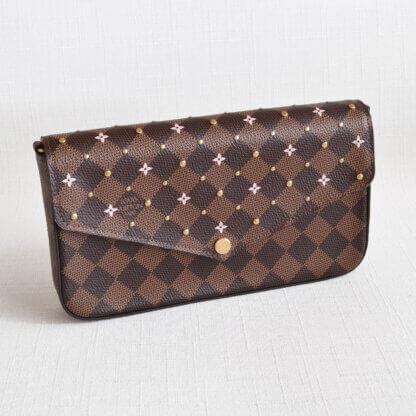 Louis Vuitton Pochette Felicie Damier Ebene Studded Canvas Handtasche Second Hand 21275 11