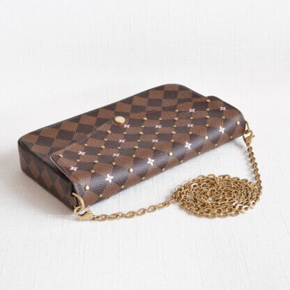 Louis Vuitton Pochette Felicie Damier Ebene Studded Canvas Handtasche Second Hand 21275 16