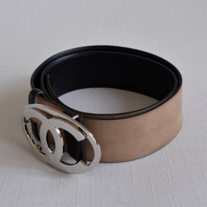 CHANEL 05P CC Leder Gürtel Schwarz Leather Belt Second Hand 21486 5