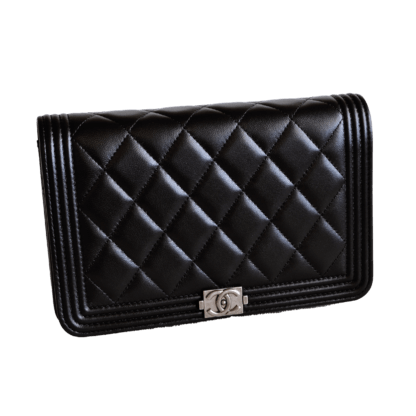 CHANEL Boy Wallet On Chain WOC Lammleder Schwarz Second Hand 21736 1