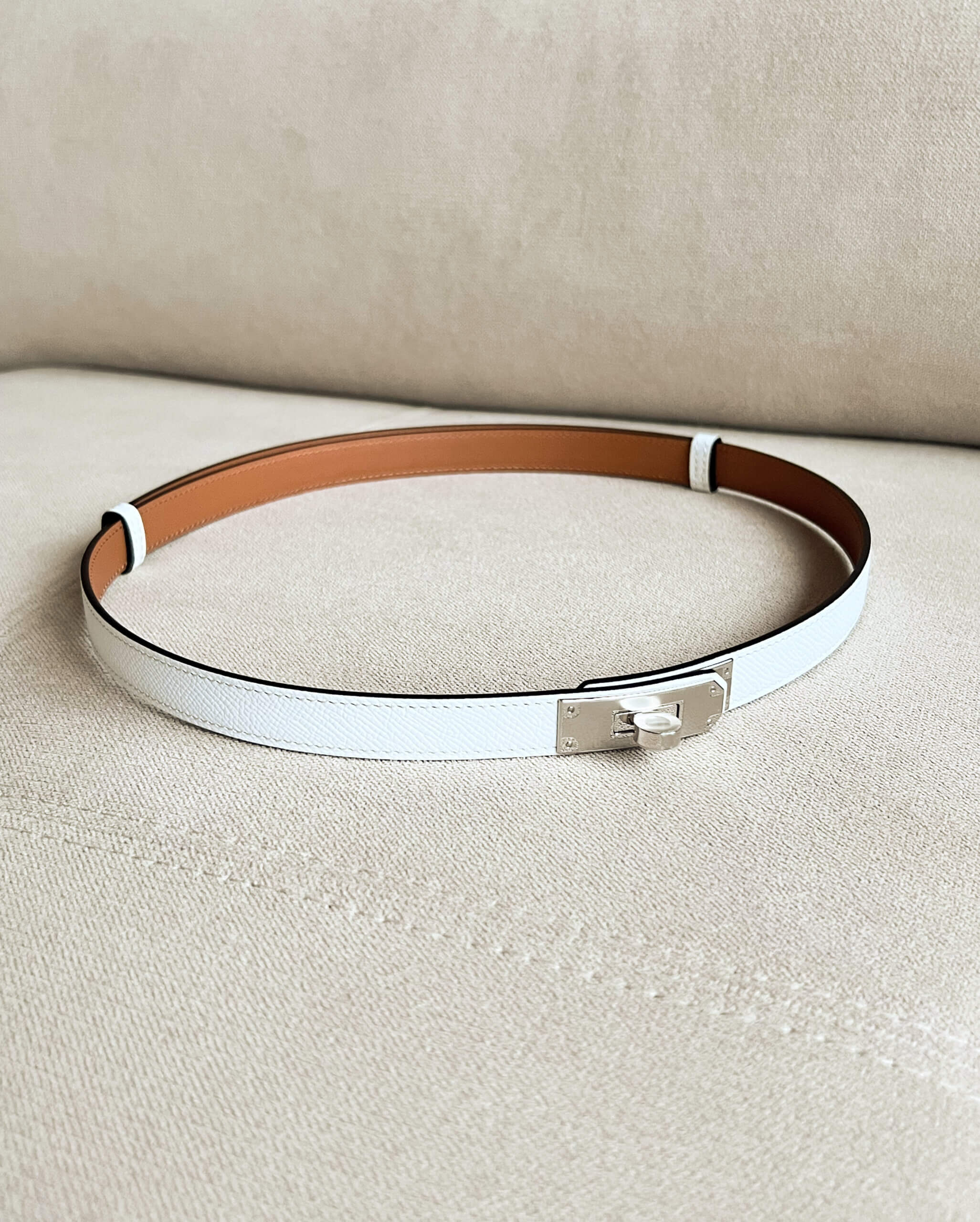 Hermès Kelly Belt White Leather Belt