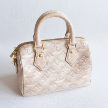 Louis Vuitton Speedy 20 Stardust Monogram Empreinte Leder Handtasche Beige 21646 1