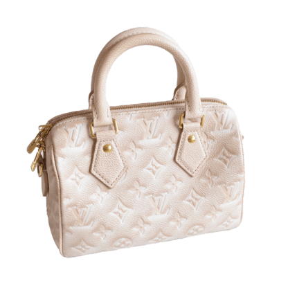 Louis Vuitton Speedy 20 Stardust Monogram Empreinte Leder Handtasche Beige 21646 1