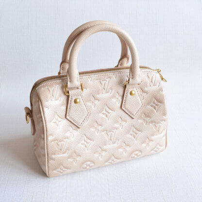 Louis Vuitton Speedy 20 Stardust Monogram Empreinte Leder Handtasche Beige 21646 2 Kopie