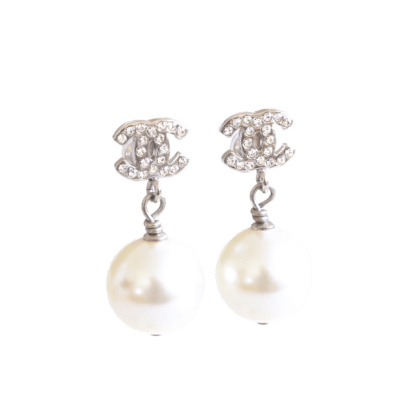 CHANEL 14V CC Pearl Drop Earrings Second Hand 22109 0