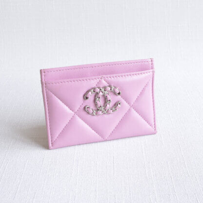 CHANEL 19 Cardholder 22S Pink Lambskin Leather 22175 2