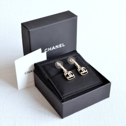 CHANEL 23P Crystal CC In Square Drop Earrings Ohrringe Hellgold 22239 1