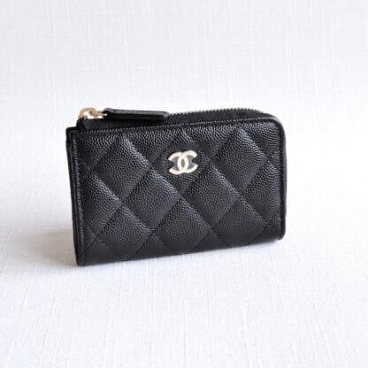 CHANEL Card Holder Quilted Calfskin Cavair Leather Black Schlüsseletui Schwarz Second Hand 22175 2