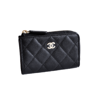 CHANEL Card Holder Quilted Calfskin Cavair Leather Black Schlüsseletui Schwarz Second Hand 22175 2