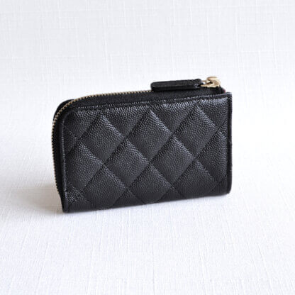 CHANEL Card Holder Quilted Calfskin Cavair Leather Black Schlüsseletui Schwarz Second Hand 22175 3